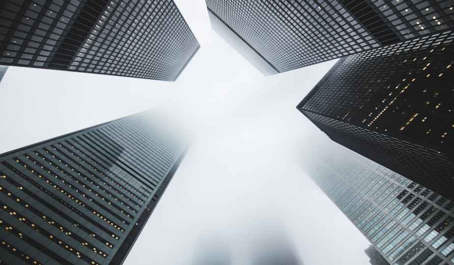 Modern skyscraper reaching upward